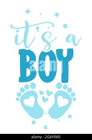 C'est un garçon - autocollants bleus qui ont de beaux pieds avec c'est un garçon. Parfait pour les joints de lettre pour les invitations de douche de bébé et les cartes de remerciement, la douche de bébé Illustration de Vecteur