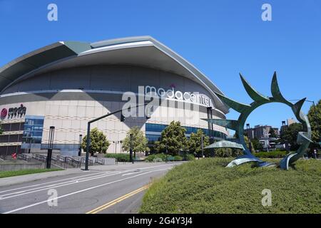 Une vue générale du Moda Centre, le mercredi 23 juin 2021, à Portland, L'arène accueille les Portland Trail Blazers. Banque D'Images