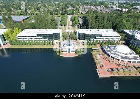 Une vue aérienne du siège mondial de Nike, mercredi 23 juin 2021, à Beaverton, Our. Banque D'Images