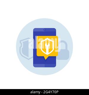 service de sécurité, bouclier avec icône de vecteur de clé Illustration de Vecteur