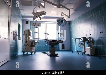L'équipement et des appareils médicaux en salle d'opération moderne Banque D'Images
