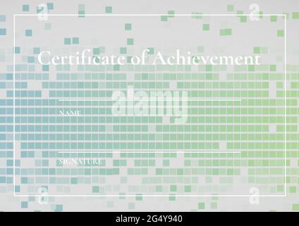 Texte du certificat de réalisation avec des lignes blanches et espace de copie avec des carrés en mosaïque Banque D'Images