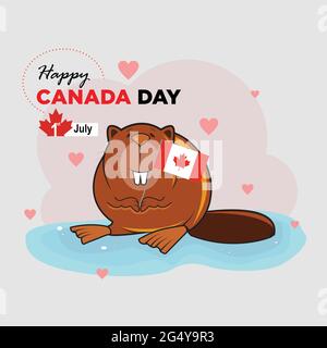 Illustration de la caricature de l'emblème du Canada pour célébrer la fête du Canada Illustration de Vecteur