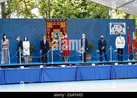 Madrid, Espagne. 24 juin 2021. La Reine espagnole Letizia Ortiz et José Luis Martinez Almeida pendant la fête de la police municipale de Patrón à Madrid le jeudi 24 juin 2021. Credit: CORMON PRESSE/Alamy Live News Banque D'Images