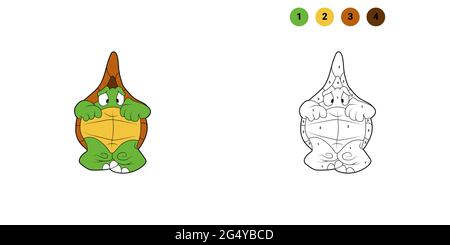 Livre de coloriage pour enfants. Personnage de dessin animé. Tortue effrayée. Isolé sur fond blanc. Thème animal. Illustration vectorielle. Illustration de Vecteur