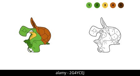 Livre de coloriage pour enfants. Personnage de dessin animé. Tortue assise. Silhouette de contour noire. Isolé sur fond blanc. Thème animal. Illustration vectorielle. Illustration de Vecteur