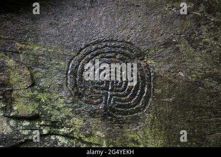 Labyrinthe de sculpture; Rocky Valley; Tintagel; Cornwall; Royaume-Uni Banque D'Images