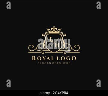 Modèle de logo de marque de luxe LH Letter, pour restaurant, Royalty, Boutique, café, Hôtel, héraldique, bijoux, mode et autres illustrations vectorielles. Illustration de Vecteur