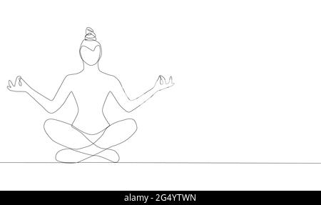 Auto-dessin une animation simple d'un exercice continu de dessin d'une ligne, une personne prend le yoga, un mode de vie sain, la santé, le sport, la forme physique Illustration de Vecteur