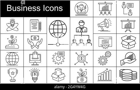 Illustration vectorielle de style plat de jeu d'icônes métier. Illustration de Vecteur