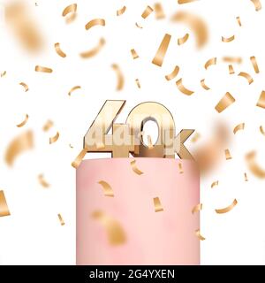 40 000 abonnés ou abonnés des médias sociaux célèbrent leur histoire. Rendu 3D Banque D'Images