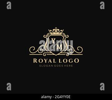 Modèle de logo de marque de luxe lettre YM, pour restaurant, Royalty, Boutique, café, Hôtel, héraldique, bijoux, mode et autres illustrations vectorielles. Illustration de Vecteur