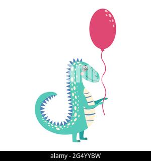 Fête Dino. Dino anniversaire. Lettrage dinosaure. Illustration moderne et lumineuse pour enfants, crèche, affiche, carte, fête d'anniversaire, conception du papier d'emballage Illustration de Vecteur