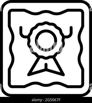 Icône de diplôme de l'emblème des produits réglementés. Contour des produits réglementés emblème diplôme vecteur icône pour la conception de sites Web isolé sur fond blanc Illustration de Vecteur