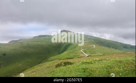 Vue panoramique de la vallée dans le parc national Biogradska Gora par temps nuageux. Monténégro Banque D'Images