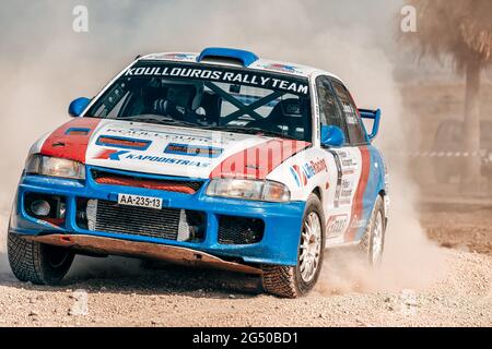 Mandria, Paphos District, Chypre - 11 novembre 2018 : Mitsubishi EVO III au Paphos Auto Rally Sprint Banque D'Images