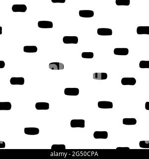 Motif abstrait sans couture avec taches noires et taches noires sur fond blanc. Arrière-plan géométrique. Illustration vectorielle. Mosaïque avec briques de sorbby. Illustration de Vecteur