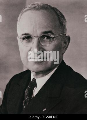 Photo d'époque de Harry S. Truman (1884-1972), 33e président des États-Unis. Banque D'Images