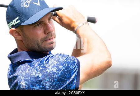 Moosinning, Allemagne. 24 juin 2021. Golf: Europe Tour - International Open, singles, Men, 1er tour. Bernd Ritthammer d'Allemagne en action. Credit: Sven Hoppe/dpa/Alay Live News Banque D'Images