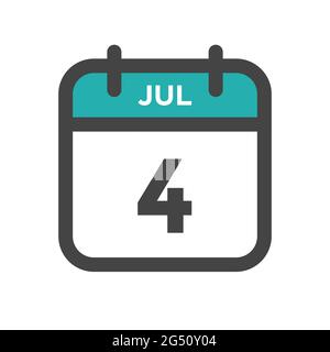 Juillet 4 jour civil ou date calendrier pour la date limite et la date de rendez-vous Illustration de Vecteur