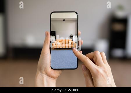 Application AR Technology pour meubles de salon Banque D'Images