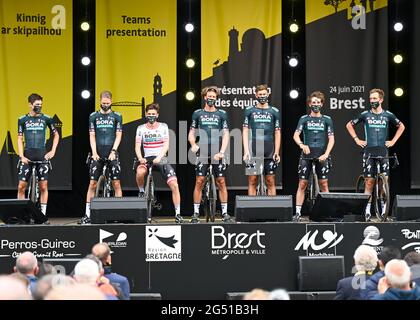 Brest, France. 24 juin 2021. BORA - HANSGROHE présenté lors de la présentation de l'équipe Tour de France 2021, Credit:Pete Goding/Alay Live News Banque D'Images