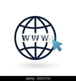 Cliquez pour accéder au site Web en ligne ou à l'icône de vecteur plat Internet pour accéder aux applications et sites Web. Illustration de Vecteur
