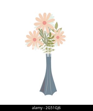 Vases à fleurs bohémiennes dans un style simple et plat, illustration vectorielle pastel, concept de maison confortable et minimaliste tendance, carte de vœux romantique, invitation Illustration de Vecteur