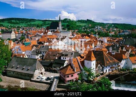 Village de Cesky Krumlov, République tchèque Banque D'Images