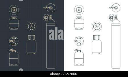 Illustration vectorielle stylisée d'un ensemble de modèles de bouteilles de gaz Illustration de Vecteur