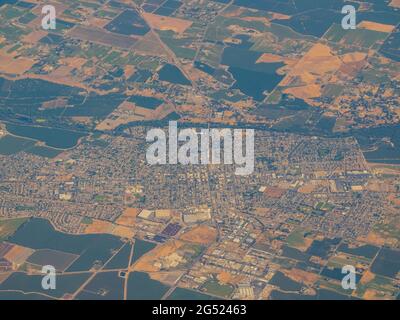 Vue aérienne de la ville d'Oakdale en Californie Banque D'Images
