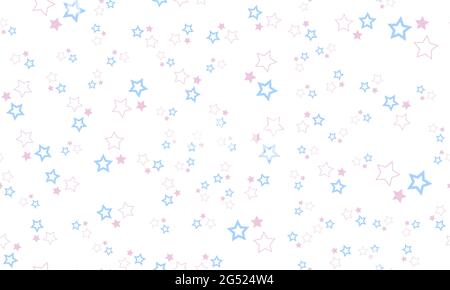 Joli motif sans coutures avec étoiles. Couleurs pastel, étoiles roses et bleues sur fond blanc. Illustration vectorielle Illustration de Vecteur