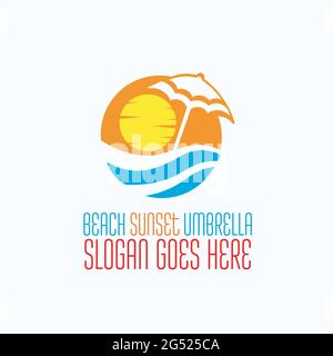 motif exclusif sur le logo du parasol beach sunset Illustration de Vecteur