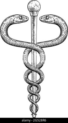 Caduceus Vintage Doctor Medical Snakes symbole Illustration de Vecteur