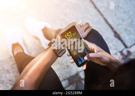 Gadget Smart Watch Health pour la course à pied. Application Runner Banque D'Images