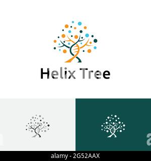 Double Helix DNA Tree Biology Science Research logo Illustration de Vecteur