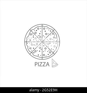 Pizza fine et plate sur le blanc Illustration de Vecteur