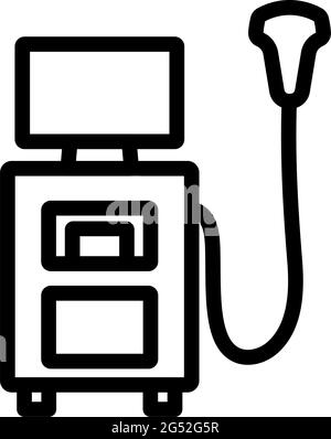 Icône de la machine de diagnostic à ultrasons. Contour en gras avec largeur de contour modifiable. Illustration vectorielle. Illustration de Vecteur