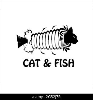 Inspiration pour LE design DU LOGO CHAT et POISSON Illustration de Vecteur