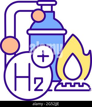 Icône de couleur RVB de chaudière à hydrogène Illustration de Vecteur