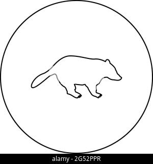 Badger animal sauvage Meles Taxus prédatrice mammifère famille kunihih Carnivore silhouette en cercle rond noir couleur vecteur illustration contour Illustration de Vecteur