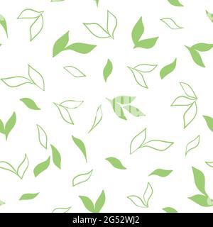 Motif sans couture avec feuilles, illustration vectorielle. Motif dans des feuilles ordinaires. Fond minimaliste léger pour l'emballage et le design. Dessin à la main. Illustration de Vecteur