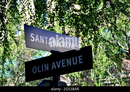 Olin Ave et panneau Santana Row San Jose California Banque D'Images