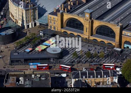 Royaume-Uni, Londres, vue aérienne de la gare de Kings Cross Banque D'Images