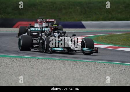 25 juin 2021, Red Bull Ring, Spielberg, Formule 1 BWT Grosser Preis der Steiermark 2021, sur la photo Valtteri Bottas (fin # 77), Mercedes-AMG Petronas Formula One Team, Kimi Raikkonen (fin # 7), Alfa Romeo Racing ORLEN Banque D'Images