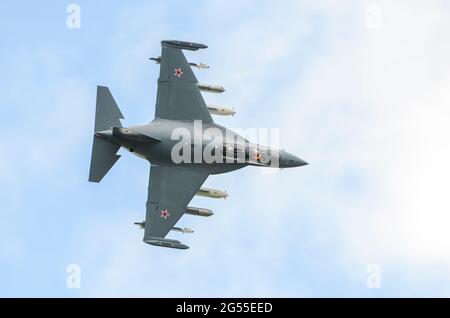 Irkut Corporation Yakovlev Yak 130 avion d'entraînement à jet avancé pour l'Armée de l'air russe, commercialisé lors du salon de l'aviation international de Farnborough 2012 Banque D'Images