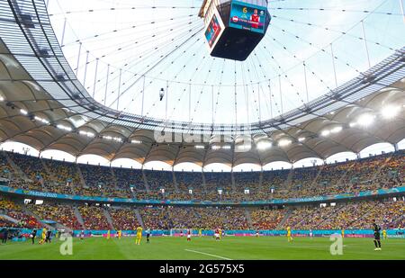 BUCAREST, ROUMANIE - 21 JUIN 2021: Vue panoramique de l'arène nationale Stade de Bucarest vu pendant le jeu de l'UEFA EURO 2020 Ukraine / Autriche Banque D'Images