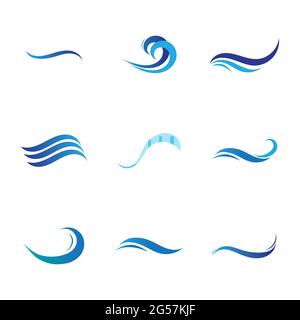 Ensemble de vagues bleues. Logo vague d'eau ensemble de modèles d'illustration Illustration de Vecteur