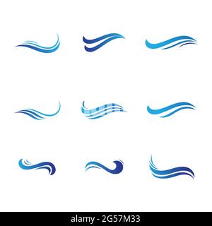 Ensemble de vagues bleues. Logo vague d'eau ensemble de modèles d'illustration Illustration de Vecteur