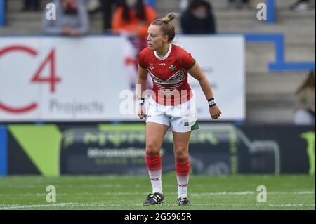 Warrington, Royaume-Uni. 25 juin 2021. Jess McAuley (2) du pays de Galles pendant le match à Warrington, Royaume-Uni, le 6/25/2021. (Photo de Richard long/ RL Photography/News Images/Sipa USA) crédit: SIPA USA/Alay Live News Banque D'Images